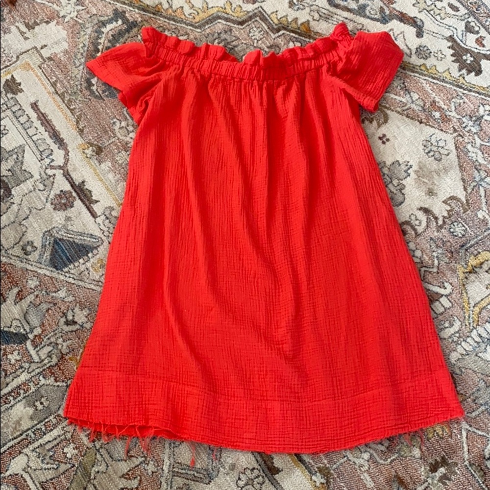 Off The Shoulder Orange Sundress with Pockets ☀️